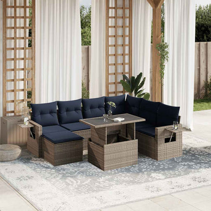 Set Divani da Giardino 8 pz con Cuscini Grigio in Polyrattan