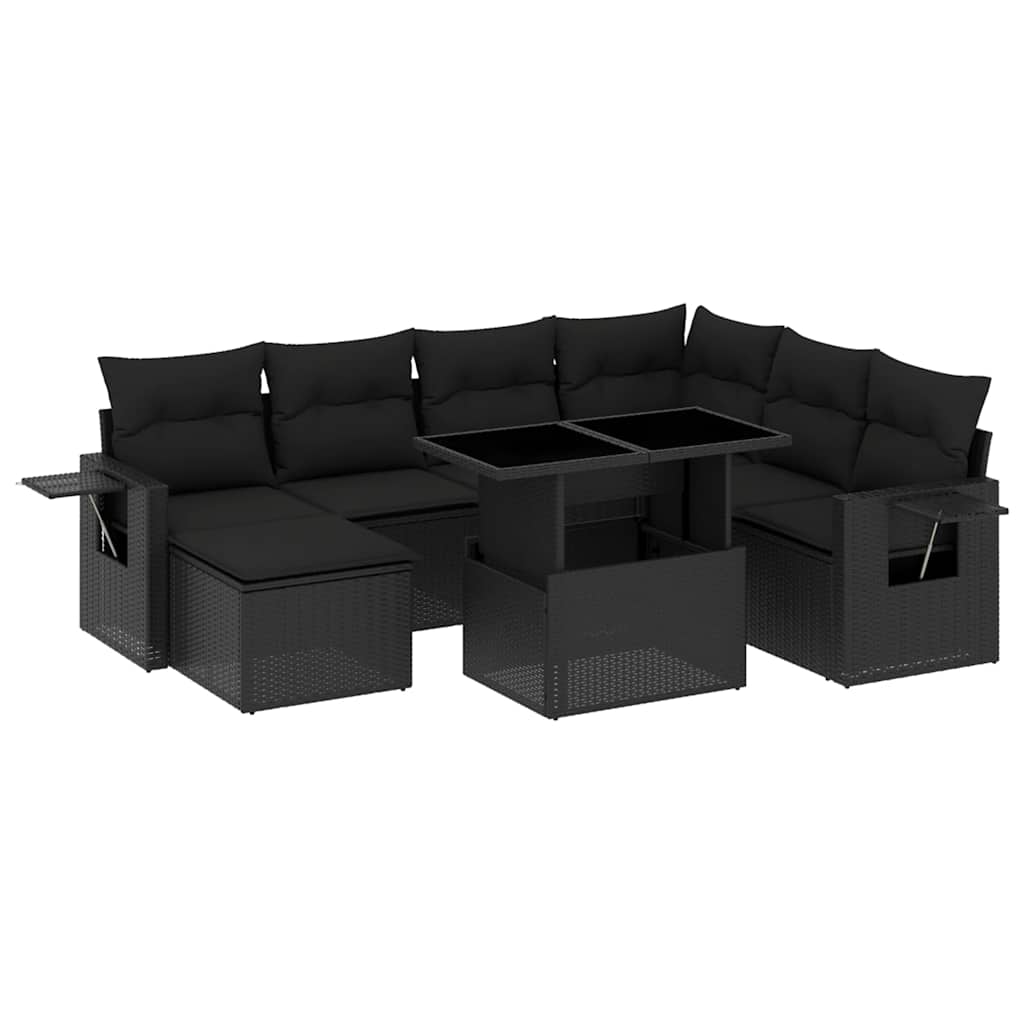 Set Divani da Giardino 9 pz con Cuscini Nero in Polyrattan - homemem39