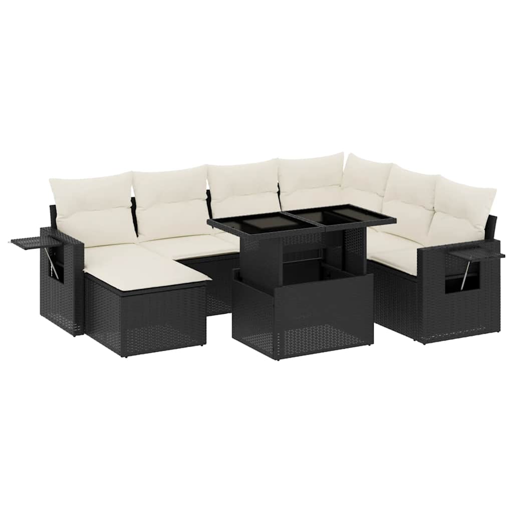 Set Divani da Giardino 9 pz con Cuscini Nero in Polyrattan | homemem39
