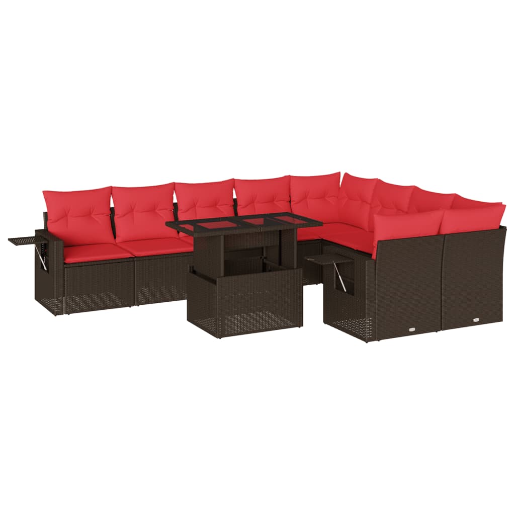 Set Divani da Giardino 10 pz con Cuscini in Polyrattan
