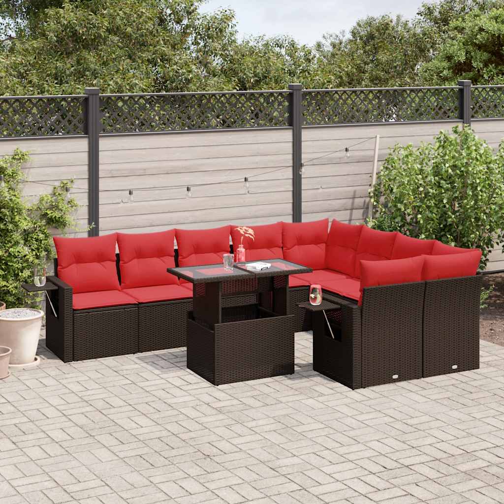 Set Divani da Giardino 10 pz con Cuscini in Polyrattan
