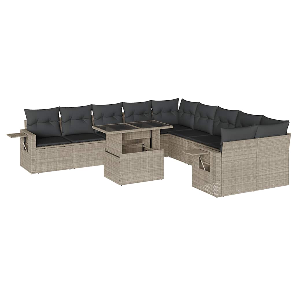 Set Divani da Giardino 11 pz con Cuscini in Polyrattan Grigio - homemem39