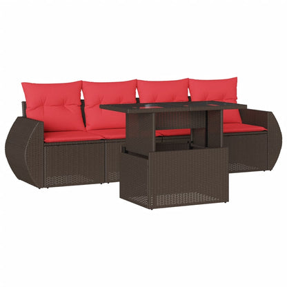 Set Divani da Giardino 5 pz con Cuscini in Polyrattan