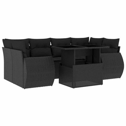 Set Divani da Giardino con Cuscini 7pz Nero Polyrattan - homemem39