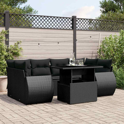Set Divani da Giardino con Cuscini 7pz Nero Polyrattan - homemem39