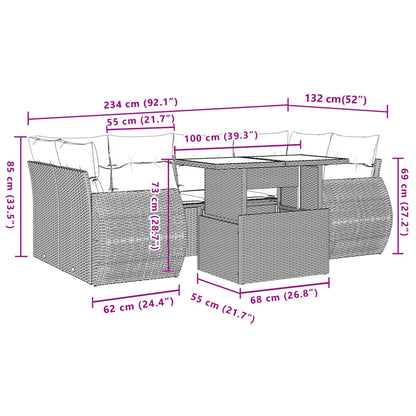 Set Divani da Giardino 7 pz con Cuscini Beige in Polyrattan | homemem39