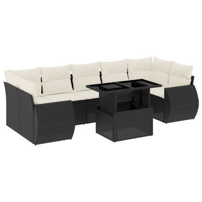 Set Divani da Giardino con Cuscini 8 pz Nero in Polyrattan - homemem39