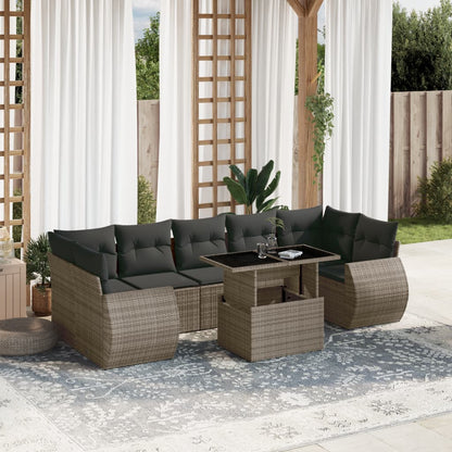 Set Divano da Giardino 8 pz con Cuscini Grigio in Polyrattan - homemem39