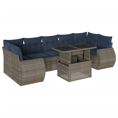 Set Divani da Giardino 8 pz con Cuscini Grigio in Polyrattan | homemem39