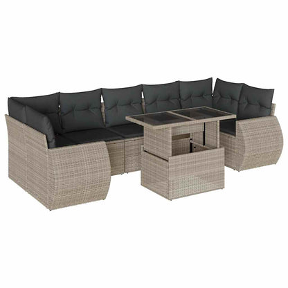 Set Divano da Giardino 8pz con Cuscini Grigio Chiaro Polyrattan - homemem39