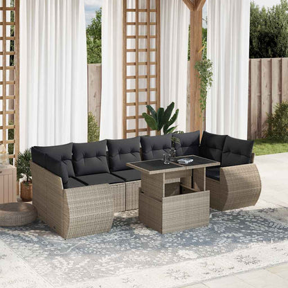 Set Divano da Giardino 8pz con Cuscini Grigio Chiaro Polyrattan - homemem39