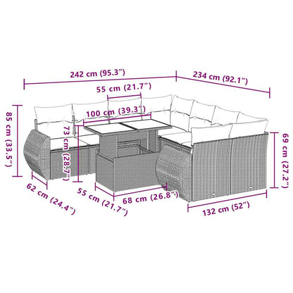 Set Divani da Giardino 9 pz con Cuscini Grigio in Polyrattan | homemem39