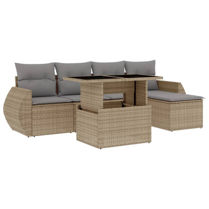 Set Divano da Giardino 6 pz con Cuscini Beige in Polyrattan | homemem39