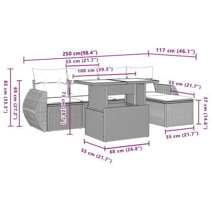 Set Divano da Giardino 6 pz con Cuscini Grigio in Polyrattan | homemem39