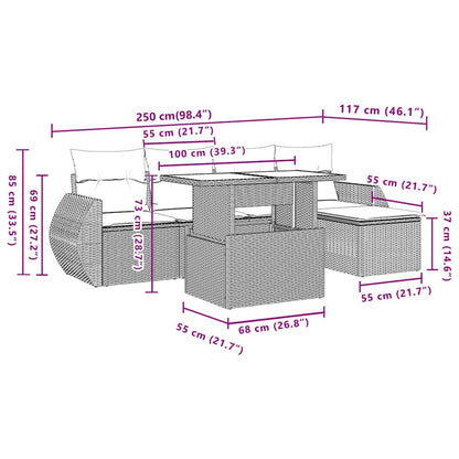 Set Divani da Giardino 6 pz con Cuscini Grigio in Polyrattan | homemem39
