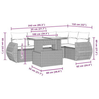Set Divani da Giardino 6 pz con Cuscini Grigio in Polyrattan | homemem39