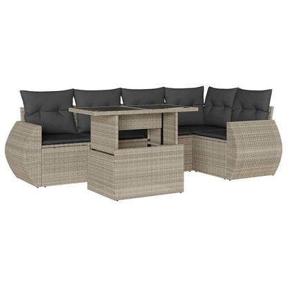 Set Divano da Giardino 6pz con Cuscini Grigio Chiaro Polyrattan - homemem39