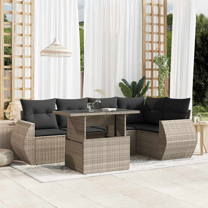 Set Divano da Giardino 6pz con Cuscini Grigio Chiaro Polyrattan - homemem39