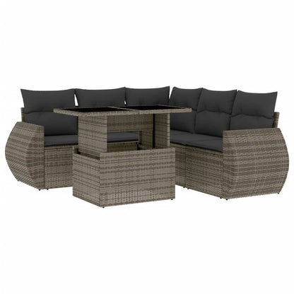 Set Divano da Giardino 6 pz con Cuscini Grigio in Polyrattan | homemem39