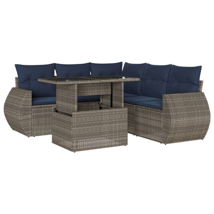 Set Divani da Giardino 6 pz con Cuscini Grigio in Polyrattan | homemem39
