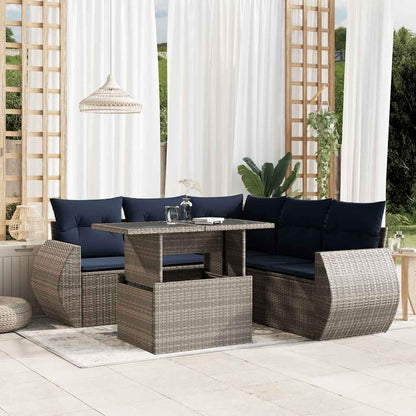 Set Divani da Giardino 6 pz con Cuscini Grigio in Polyrattan | homemem39