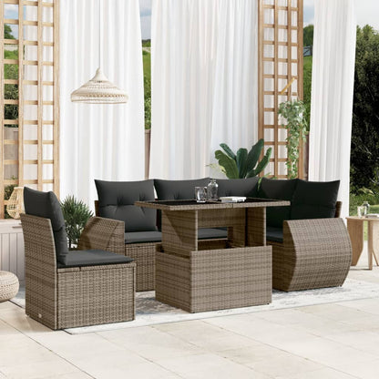 Set Divano da Giardino 6 pz con Cuscini Grigio in Polyrattan | homemem39