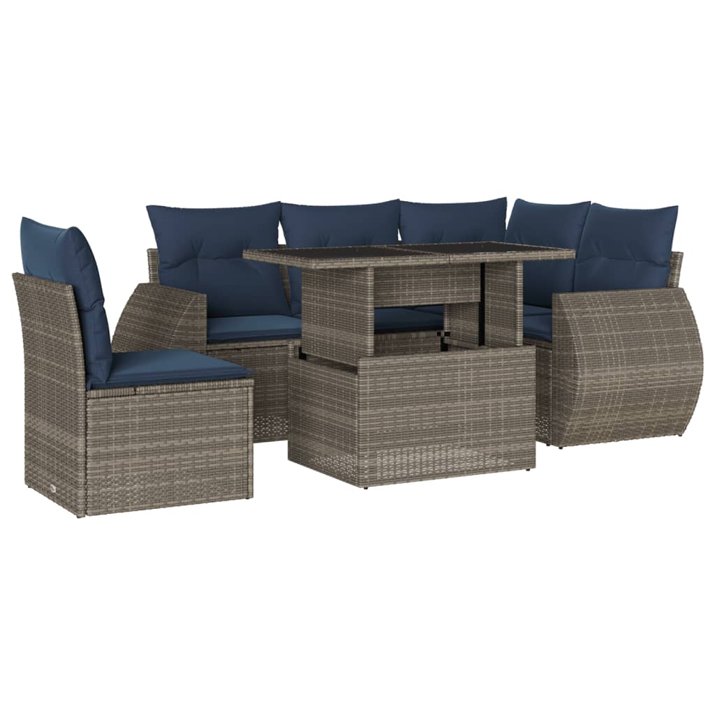 Set Divani da Giardino 6 pz con Cuscini in Polyrattan