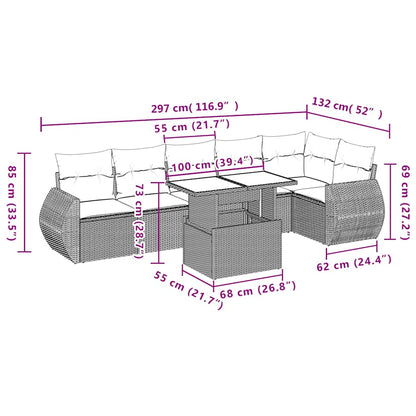 Set Divani da Giardino con Cuscini 7pz Nero Polyrattan | homemem39
