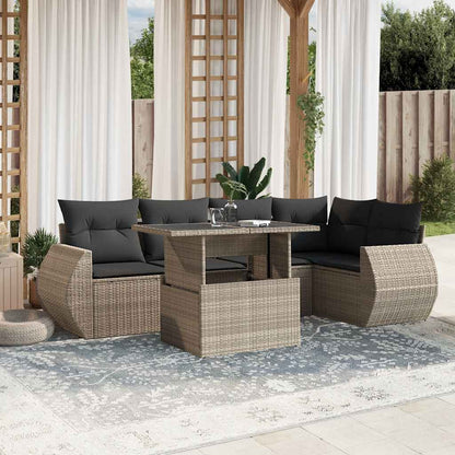 Set Divani da Giardino 7pz con Cuscini Grigio Chiaro Polyrattan - homemem39