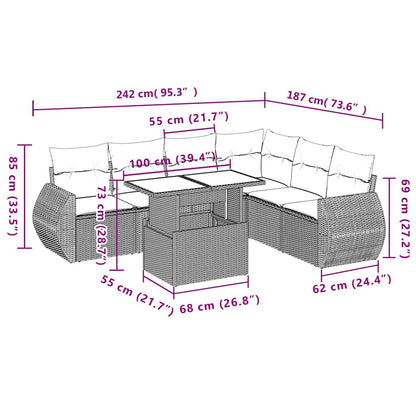 Set Divani da Giardino con Cuscini 7pz Nero Polyrattan | homemem39