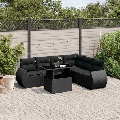 Set Divani da Giardino con Cuscini 7pz Nero Polyrattan | homemem39