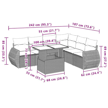Set Divani da Giardino 7pz con Cuscini Grigio Chiaro Polyrattan | homemem39