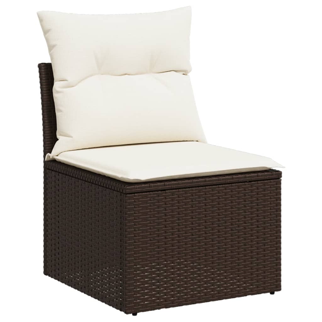 Set Divani da Giardino 7 pz con Cuscini Marrone in Polyrattan - homemem39