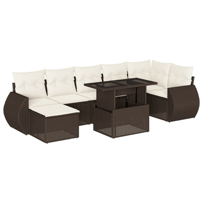 Set Divani da Giardino 8 pz con Cuscini Marrone in Polyrattan - homemem39