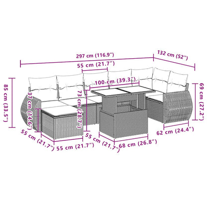 Set Divani da Giardino 8 pz con Cuscini Marrone in Polyrattan | homemem39