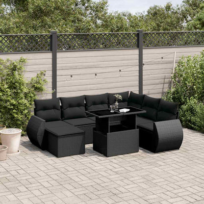 Set Divani da Giardino con Cuscini 8 pz Nero in Polyrattan - homemem39