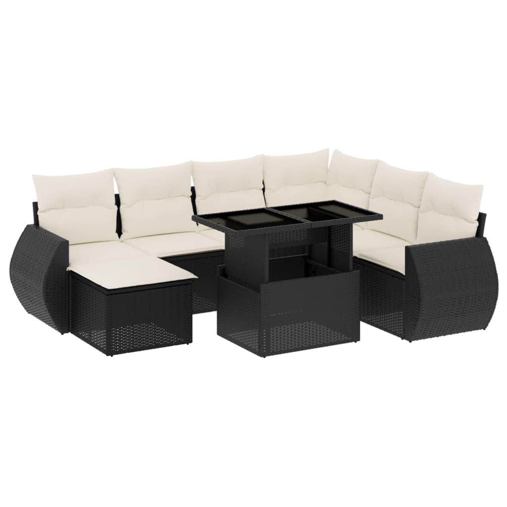Set Divani da Giardino con Cuscini 8 pz Nero in Polyrattan - homemem39