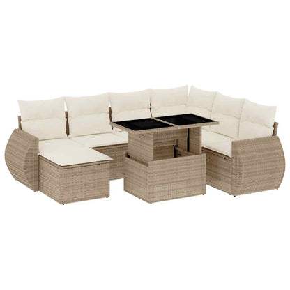 Set Divano da Giardino 8 pz con Cuscini Beige in Polyrattan - homemem39