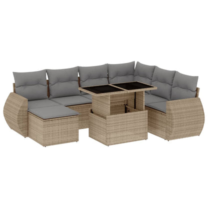 Set Divano da Giardino 8 pz con Cuscini Beige in Polyrattan | homemem39