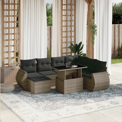 Set Divano da Giardino 8 pz con Cuscini Grigio in Polyrattan | homemem39