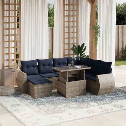 Set Divani da Giardino 8 pz con Cuscini Grigio in Polyrattan | homemem39