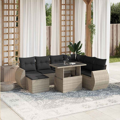 Set Divano da Giardino 8pz con Cuscini Grigio Chiaro Polyrattan - homemem39