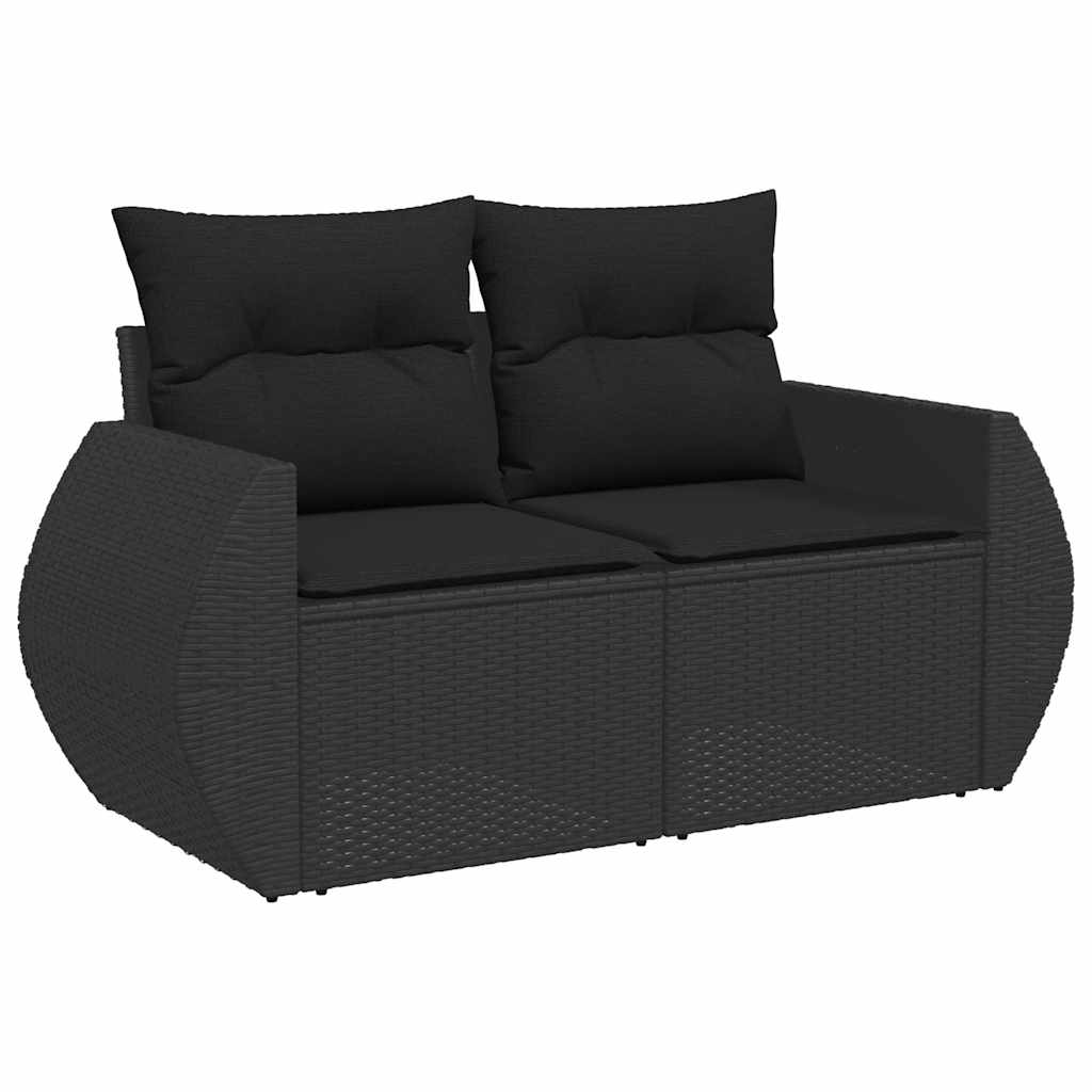 Set Divani da Giardino 10pz con Cuscini in Polyrattan Nero | homemem39