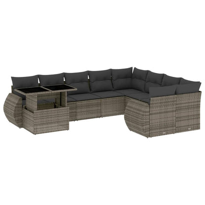 Set Divano da Giardino 10 pz con Cuscini Grigio in Polyrattan - homemem39