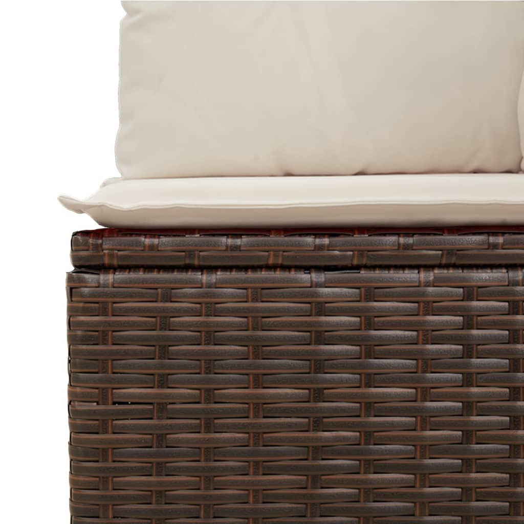 Set Divani da Giardino 10pz con Cuscini in Polyrattan Marrone | homemem39