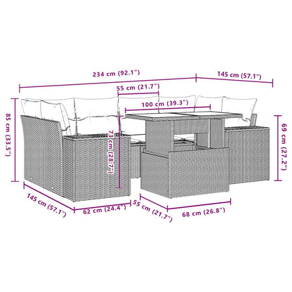 Set Divani da Giardino 7 pz con Cuscini Grigio in Polyrattan | homemem39