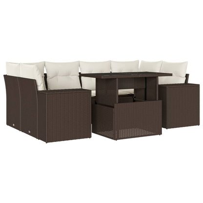 Set Divani da Giardino 7 pz con Cuscini Marrone in Polyrattan | homemem39
