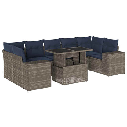 Set Divani da Giardino 8 pz con Cuscini Grigio in Polyrattan | homemem39