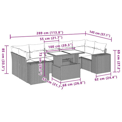 Set Divani da Giardino 8 pz con Cuscini Grigio in Polyrattan | homemem39
