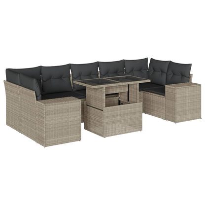 Set Divano da Giardino 8pz con Cuscini Grigio Chiaro Polyrattan - homemem39